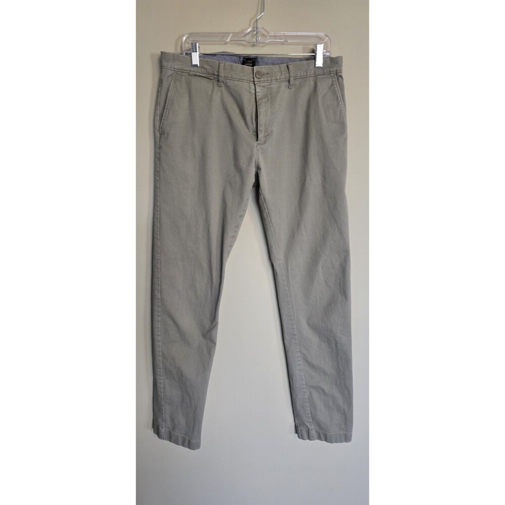 J.CREW Stretch Gray Cotton Men's Straight Flat Front Casual Chino Pants 33x34